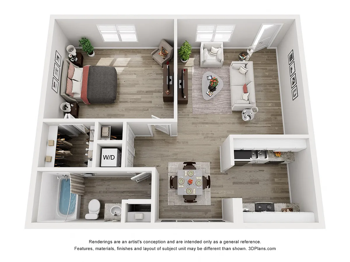 Floor plan 1 Bedroom A1P