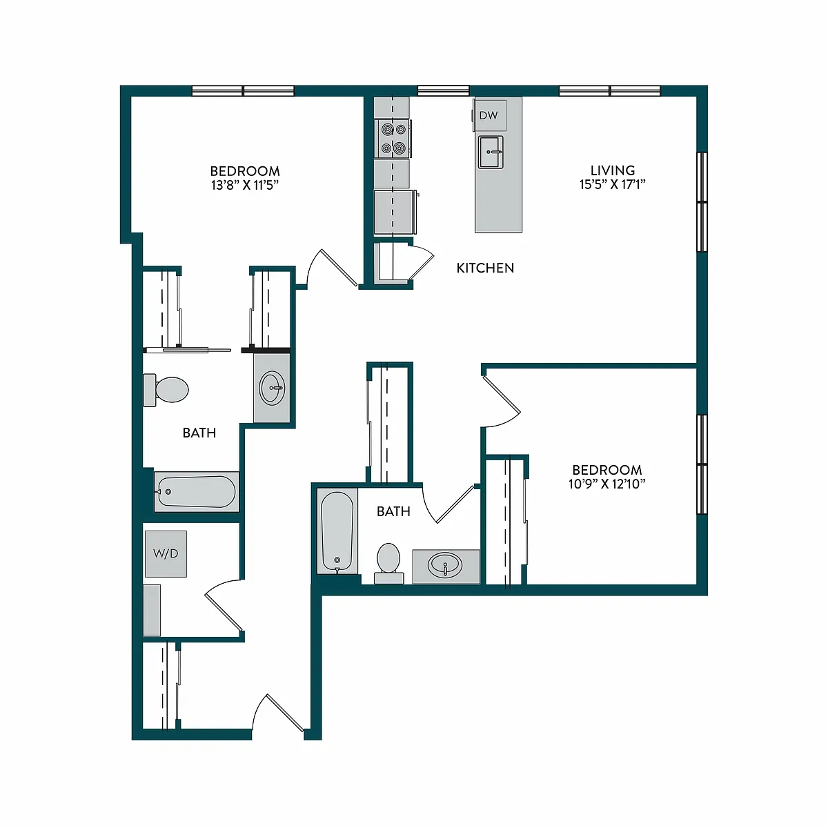 Floor plan 2BR 2BA C
