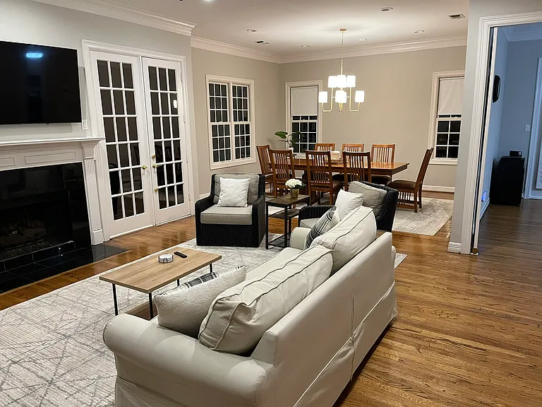 Living room and dining room