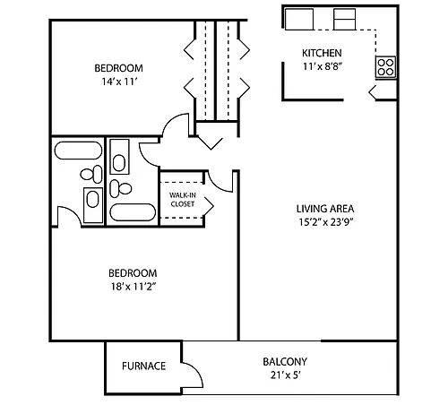 Floor plan TWO BEDROOM D