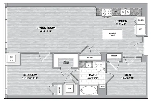 Floor plan 09 stack - 1 Bed 1 Bath Den-A23.1