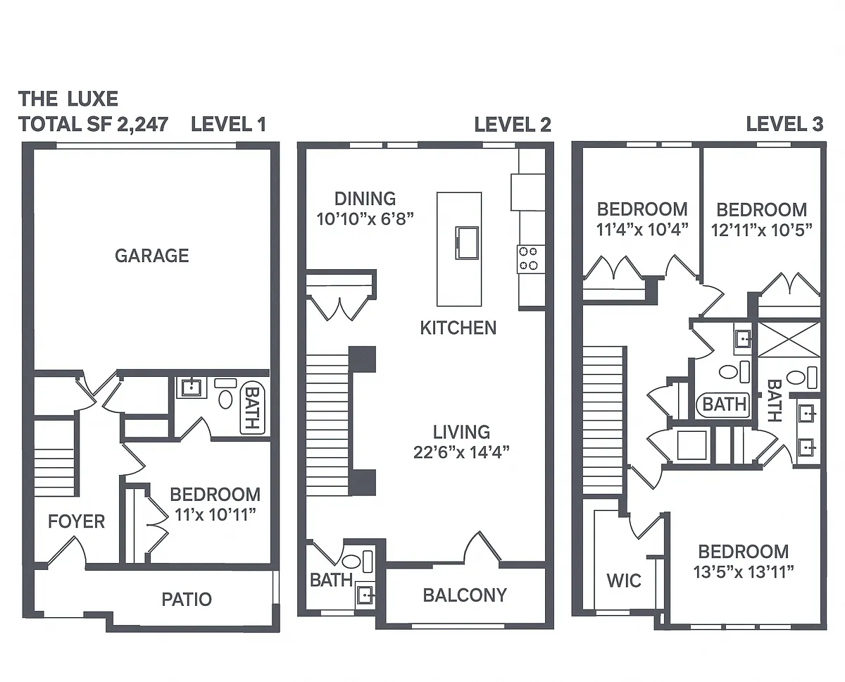 Floor plan The Luxe Townhome - Attached Garage