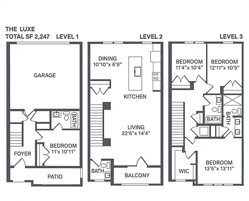 Floor plan The Luxe Townhome - Attached Garage