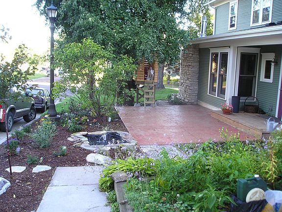 corner lot offers large patio space