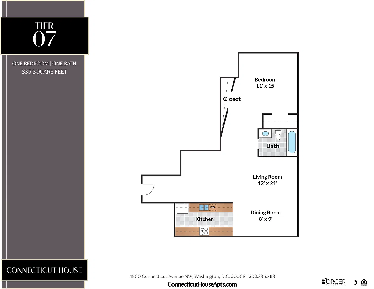 Floor plan 1 Bedroom - 07 Tier