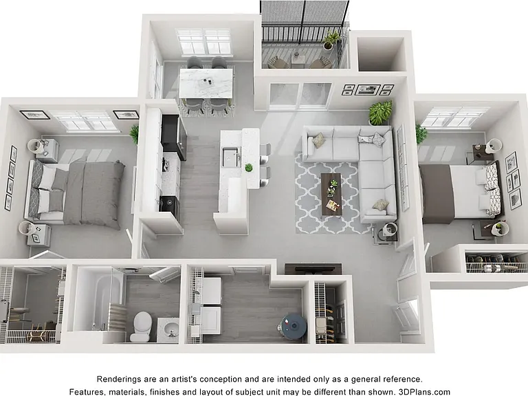 Floor plan for Osbourne, a two bed one bath.