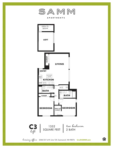 Floor plan 2 Bedroom 2 Bath with Storage