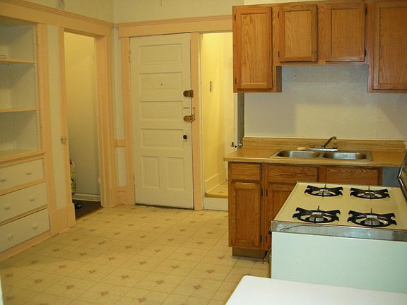 kitchen looking towards apartment entrance