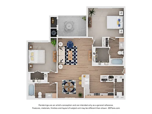 Floor plan Two Bedroom - Trinity (Income-Restricted)