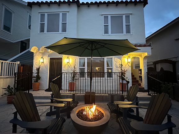 Private patio with firepit