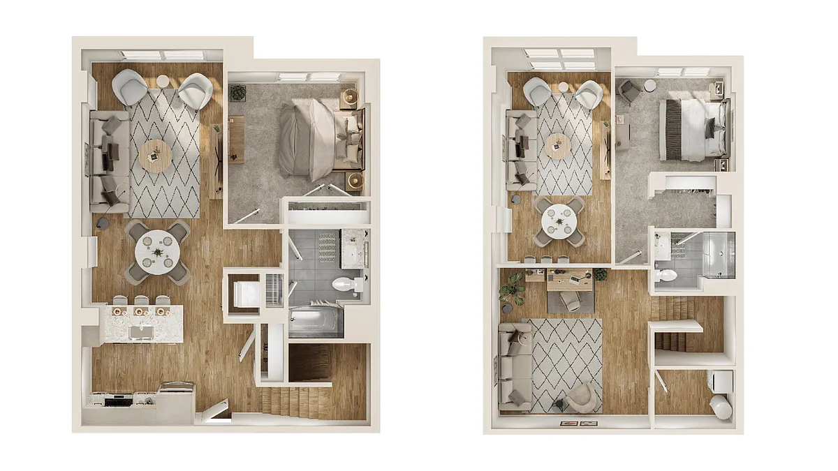Floor plan 2 Bed/2 Bath Loft-B5L