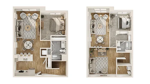 Floor plan 2 Bed/2 Bath Loft-B5L