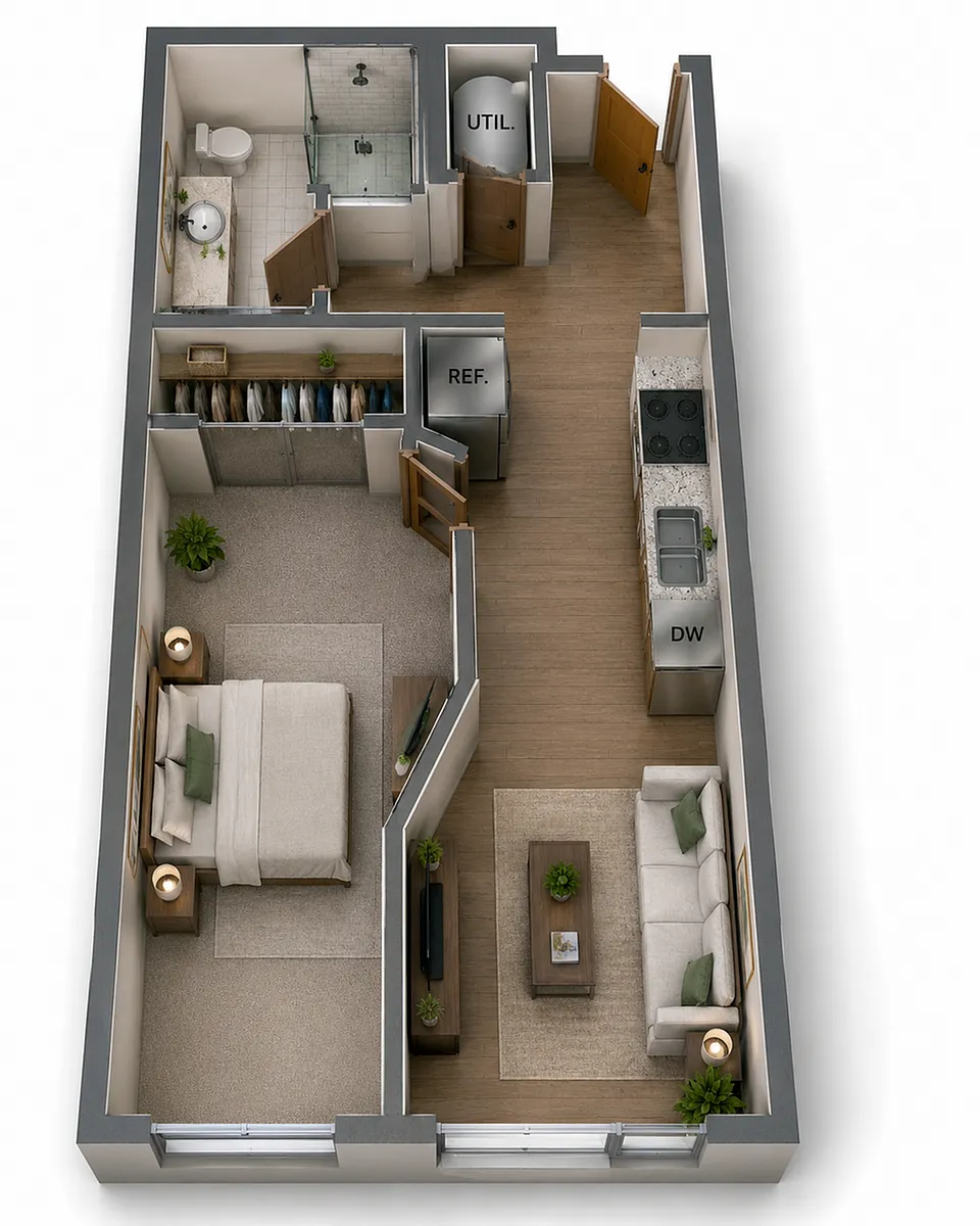 Floor plan One Bedroom Standard - Tower