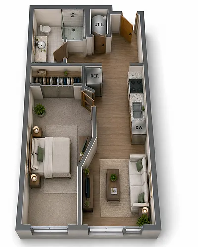Floor plan One Bedroom Standard - Tower