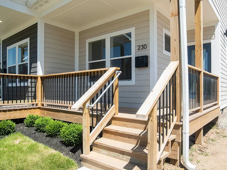 Front deck and downstairs bedroom/study windows