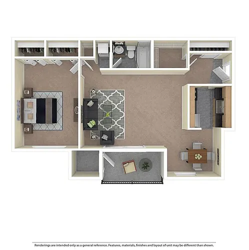 Floor plan Creekside North- 1 Bedroom