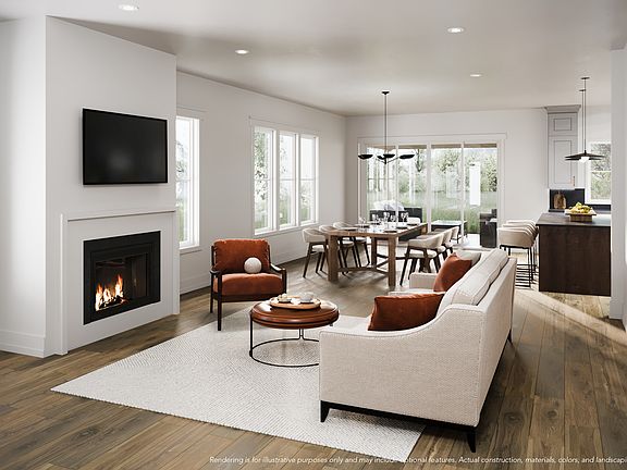 Great Room rendering, featuring the Luxe Eclipse design package.