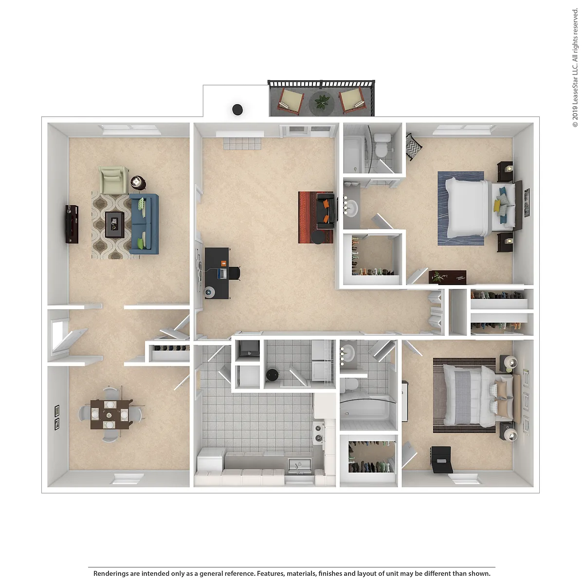 Floor plan Imperial 2x2