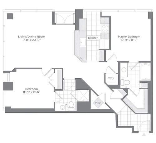 Floor plan 2 Bed - 2 Bath | B03