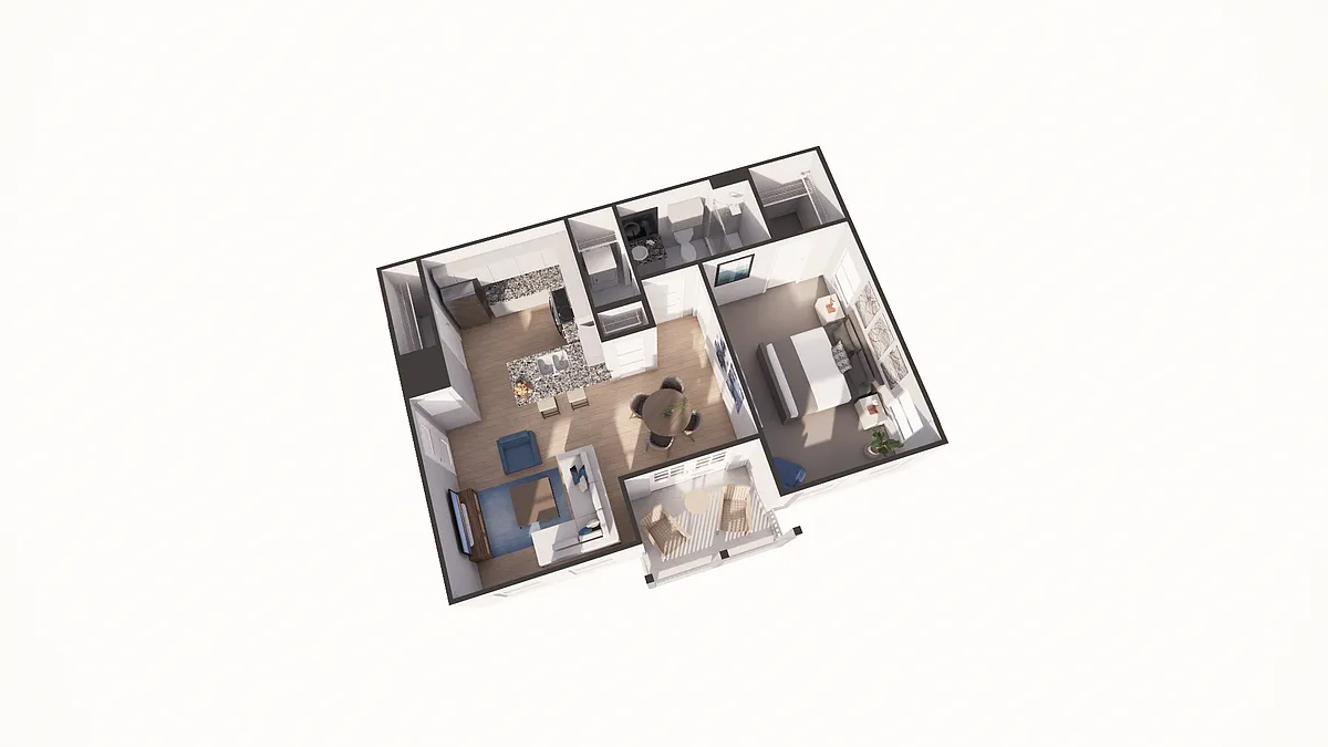 Floor plan 1x1 Balcony - 2nd Floor