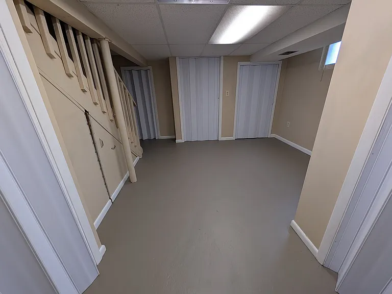 family room in basement