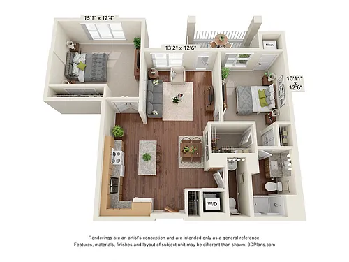 Floor plan Two Bedroom 2F