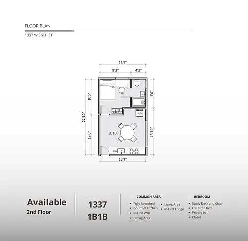 Floor plan 1337 W 36th St Rm201