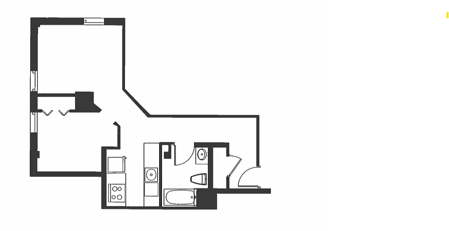 Floor plan 1 Bed 1 Bath - A1F