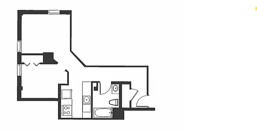 Floor plan 1 Bed 1 Bath - A1F