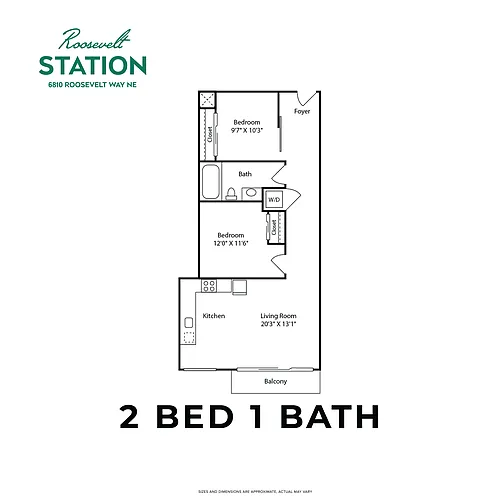 Floor plan 2 Bed 1 Bath