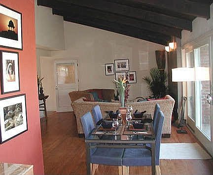 Dining area and living room