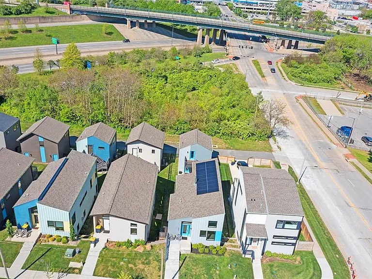 Aerial View shows solar panels