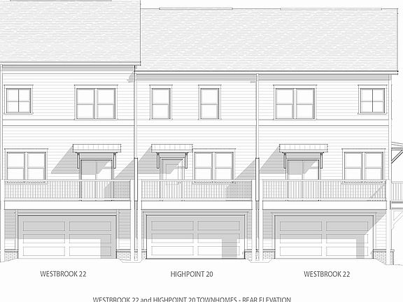 Westbrook 22 Highpoint 20 Townhomes Rear Elevation o Tasker Dr., Cane Ridge, TN