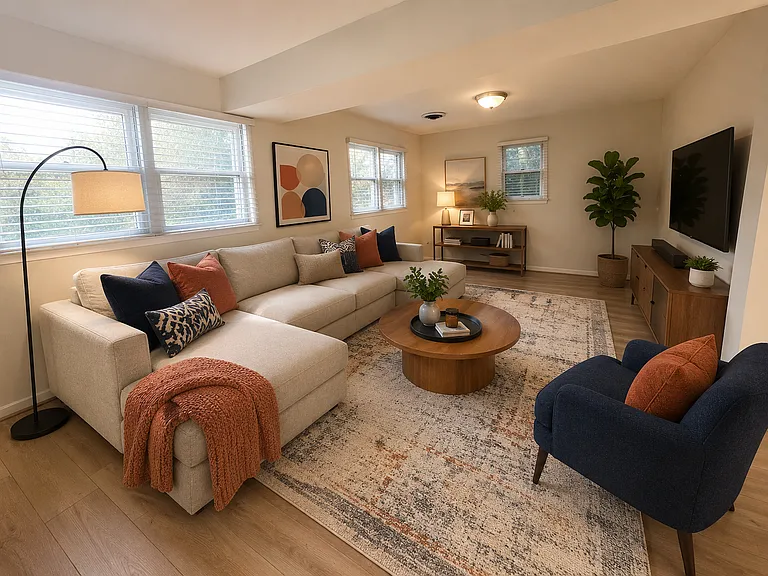 Family room staged