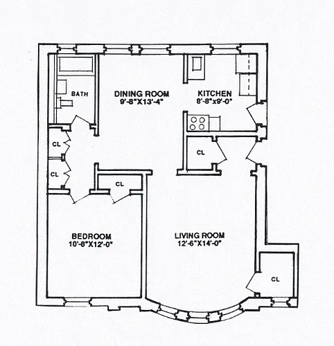 Floor plan 1 Bedroom - 1 Bathroom