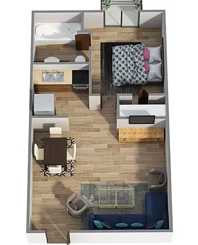 Floor plan A1 1x1 The Solano