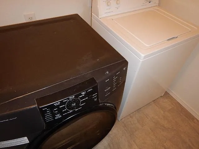 Washer and gas dryer upstairs.