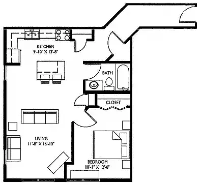 Floor plan One Bedroom I