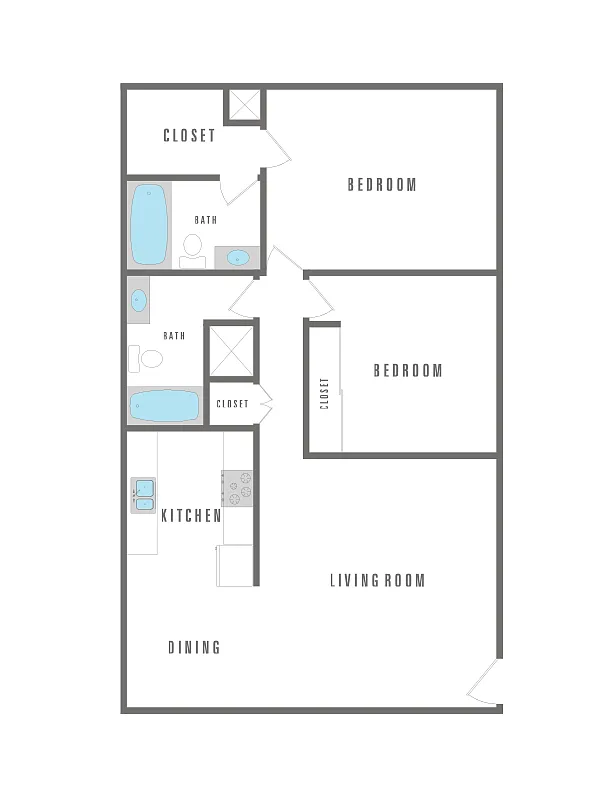 Floor plan 2 Bedroom 2 Bath