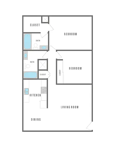 Floor plan 2 Bedroom 2 Bath