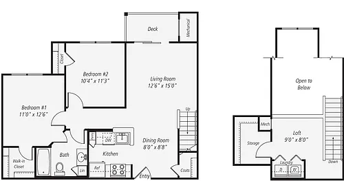 Floor plan B1L 2 Bed 1 Bath