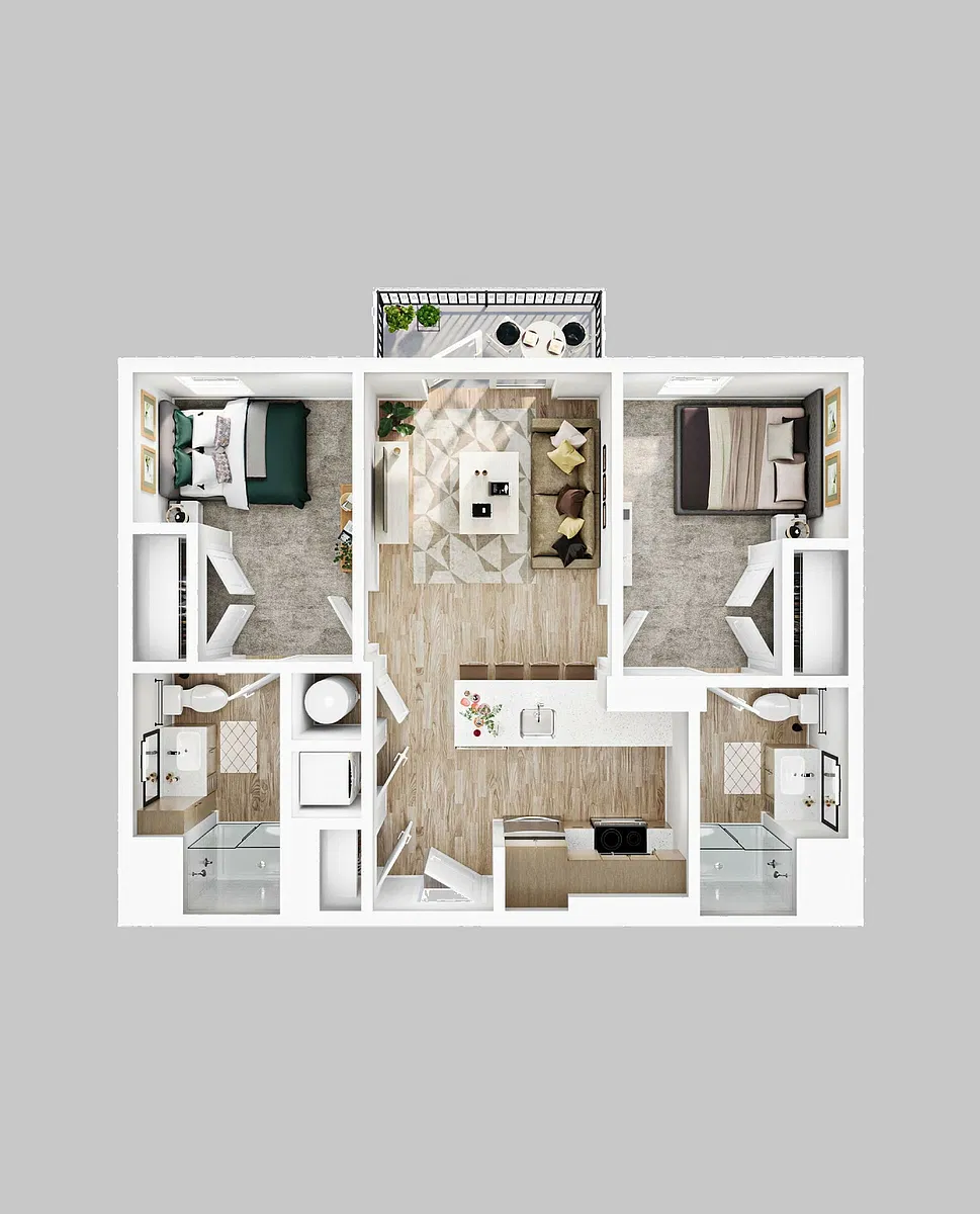 Floor plan 2BR/2BA - B1b