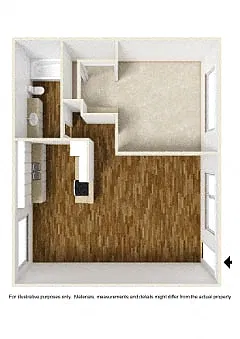Floor plan 1 Bedroom, 1 Bathroom Plan A1