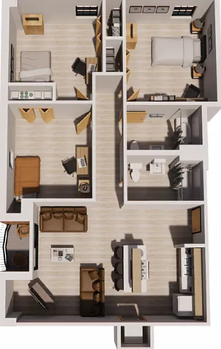 3 Bed 2 Bath - Style 2 3 Bed 2 Bath - Style 2