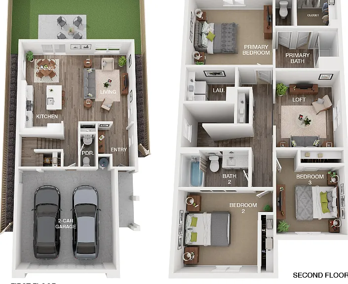Plan 2 (w/Loft) Floorplan Diagram