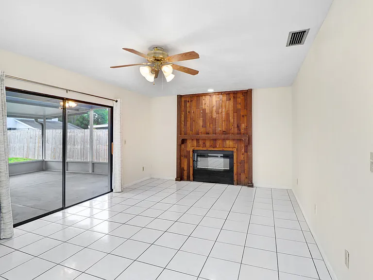 Electric fireplace in family room