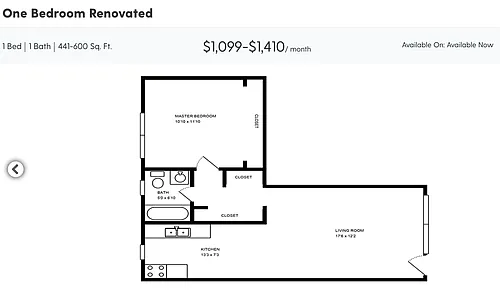 Floor plan One Bedroom Renovated