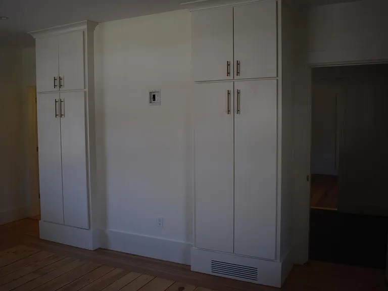 Master Bedroom closets and wall space for Smart TV.