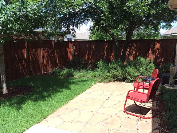 Landscaped back yard area