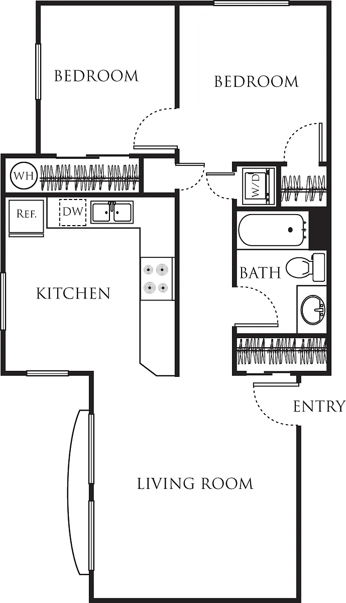 Floor plan One Bedroom with Den 750